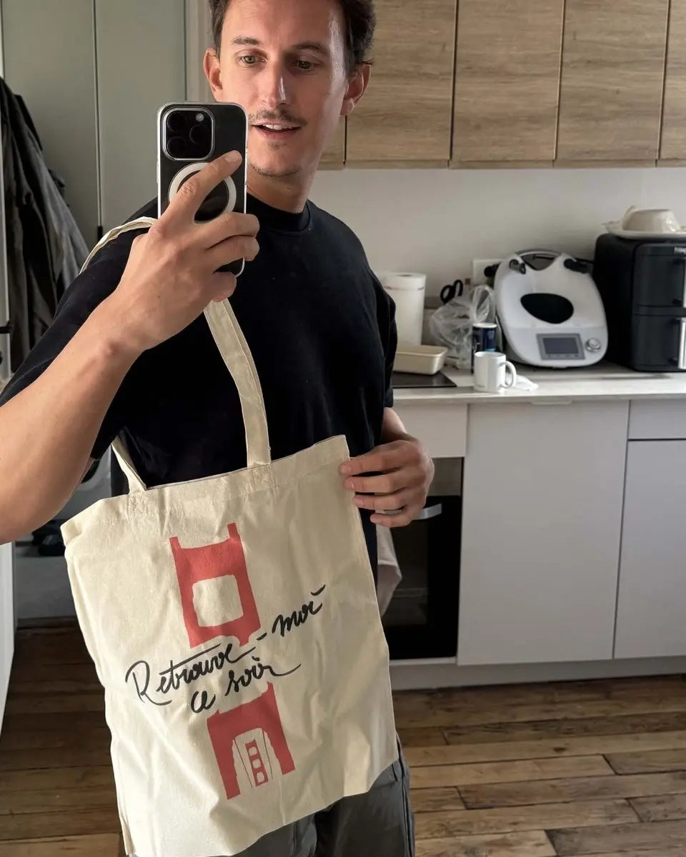 Tote Bag "Retrouve - moi ce soir" Florian Parent - roman gay livre mm - Florian Parent