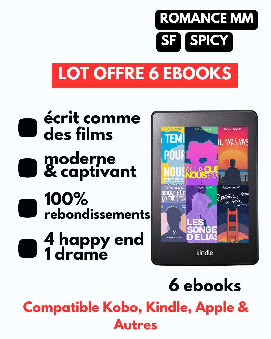 Lot 6 eBook Florian Parent - 6 romances MM addictives en ebook