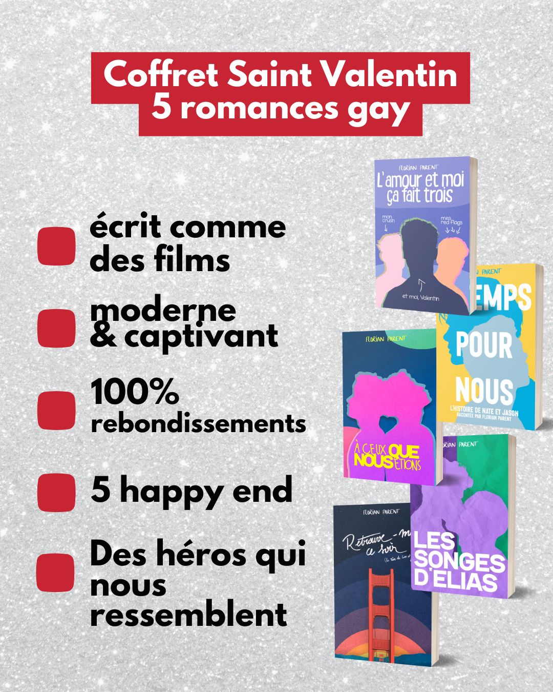Coffret Saint-Valentin - 5 romances gay qui finissent bien - Florian Parent - Idée cadeau