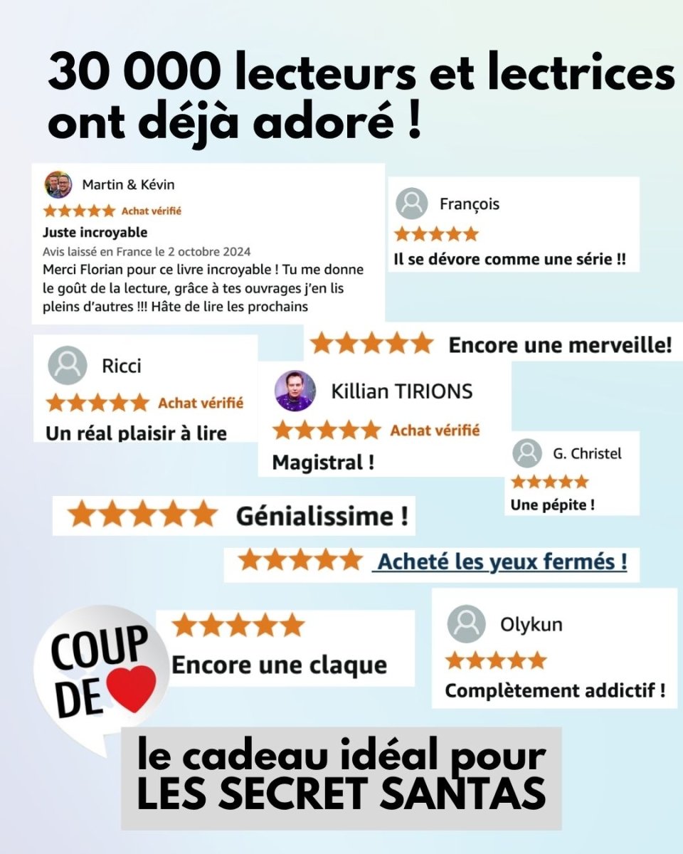 Livre Romance Gay Mystère - Idée cadeau Secret Santa - livre broché au hasard ! - roman gay livre mm - Florian Parent