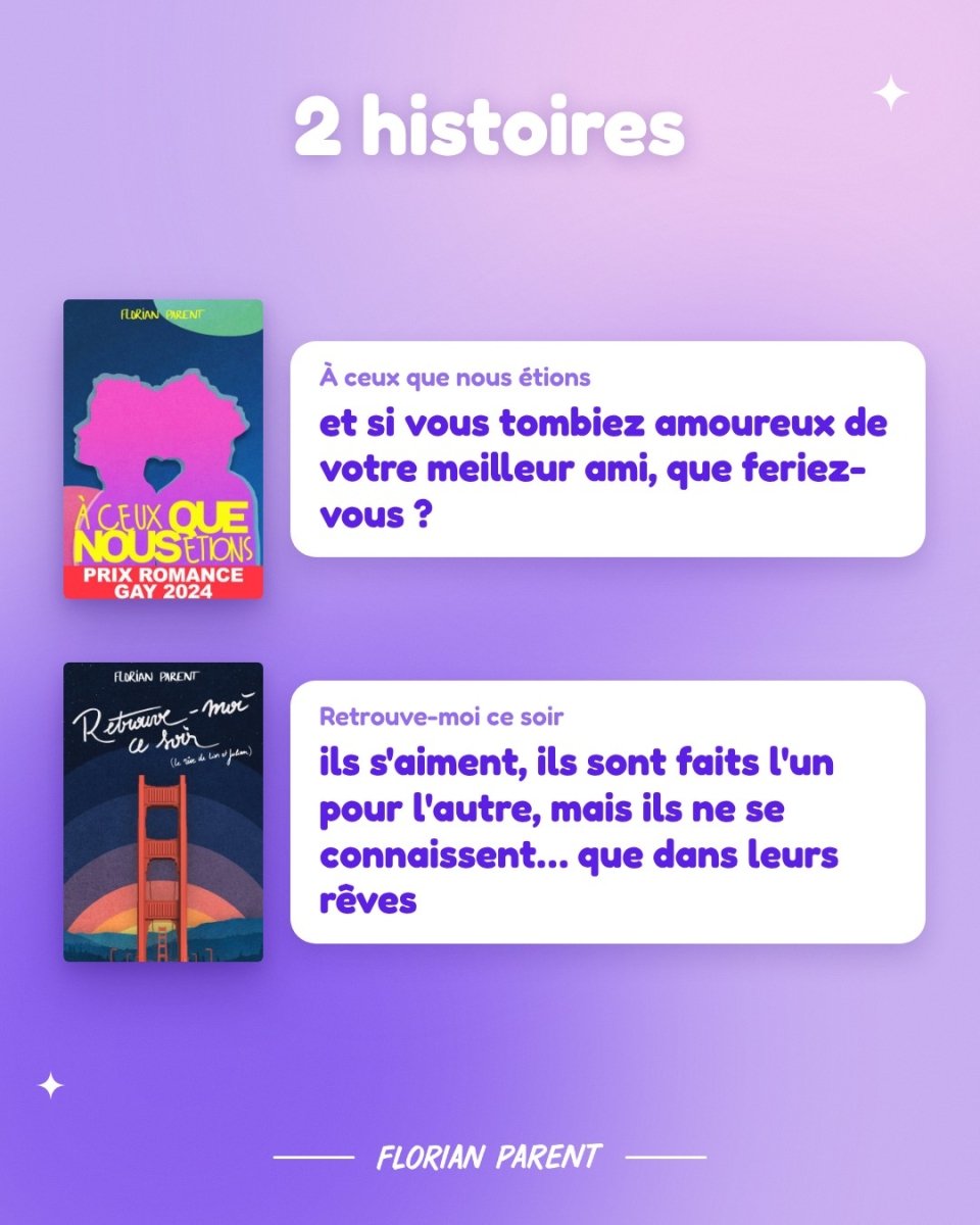 Lot 2 Romans Gay — À ceux que nous étions &amp; Retrouve-moi ce soir — Florian Parent - roman gay livre mm - Florian Parent