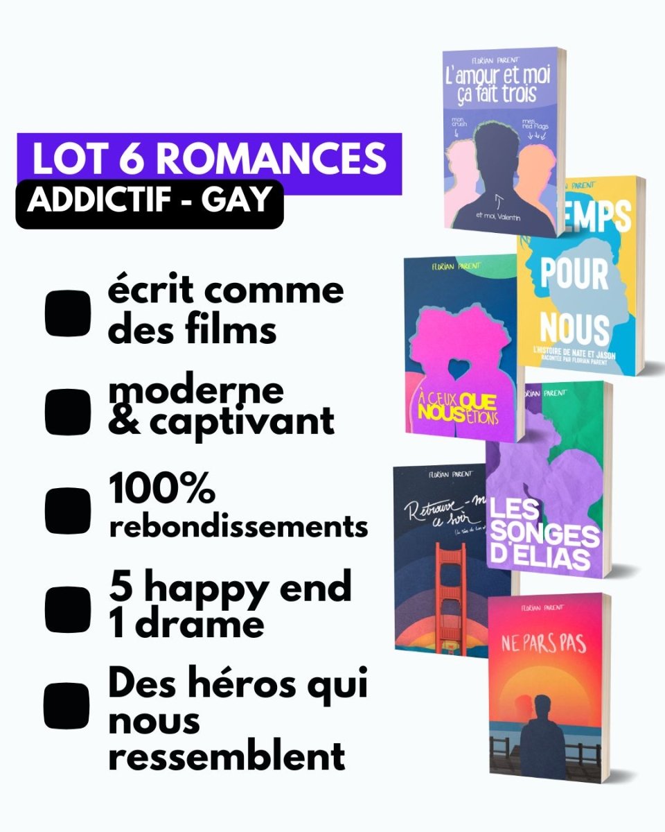 Lot 6 romans Florian Parent - Collection complète - roman gay livre mm - Florian Parent